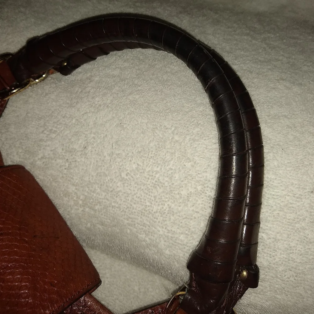 Antonio Melani brown croc embossed hobo leather bag.